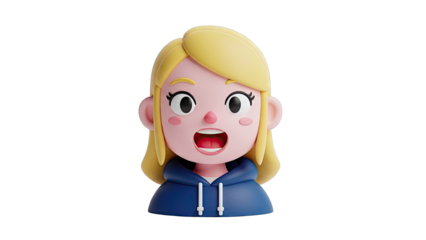 3D Render of a Surprised Cartoon Girl