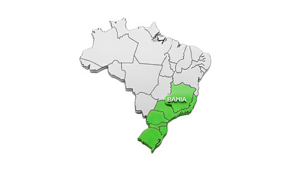 Map of Brazil highlighting the state of Bahia
