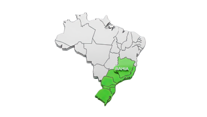 Map of Brazil highlighting the state of Bahia