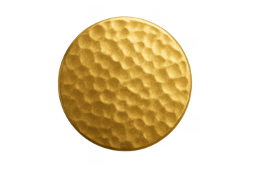 Golden hammered metal disc with textured surface