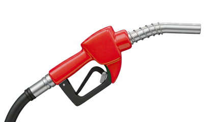 Red and Silver Fuel Nozzle with Black Handle