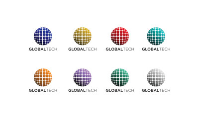 business global tech logo design vector template