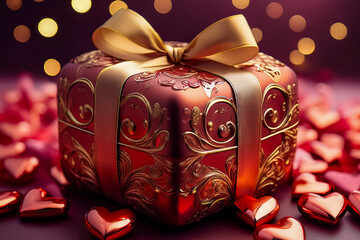 Ein wundersch&ouml;n eingepacktes Valentinsgeschenk