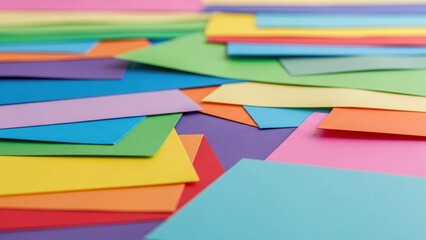 Vibrant Multicolored Paper Pieces Layered Abstract Background
