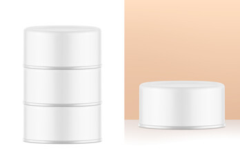 Hight realistic bottom tin can with easy-open lid mockup. Vector illustration isolated on white and colour background. Easy to use for presentation your product, idea, design. EPS10.