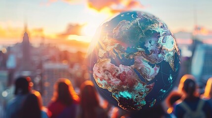 Diverse global team leveraging technology for innovation in a connected business landscape