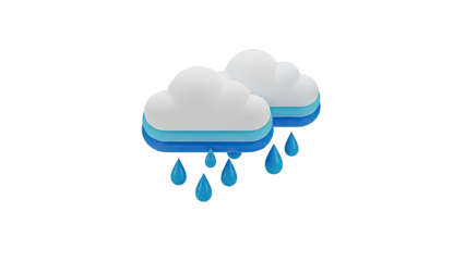 Cartoon Rain Clouds with Water Drops