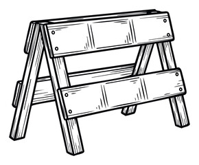 Sturdy wooden sawhorse for supporting materials during construction work or home improvement projects, ideal for DIY guides and workshop visual content