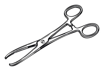 Essential medical surgical instrument illustration showing a precise clamp forceps useful for textbooks healthcare advertisements scientific posters and hospital educational programs