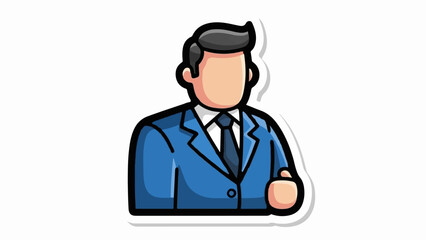 Fototapeta premium A simple icon of a businessman in a blue suit and tie, with a blank face and a thumbs-up gesture