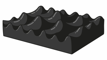 A 3D render of a black ashtray with a wavy texture