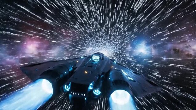 Epic Sci Fi Warp Speed Flight Through Universe With Glowing Stars And Hyperspace Visual Effects Video