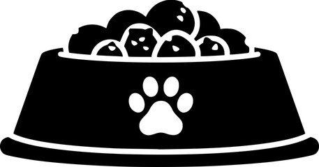 Pet Food Bowl Paw Print Vector Icon