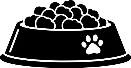 Pet Food Bowl Paw Print Vector Icon