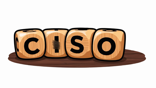 Four wooden alphabet blocks spell out 'CISO' on a dark wood surface