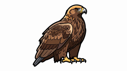 Fototapeta premium A detailed illustration of a brown eagle with sharp features, poised to strike