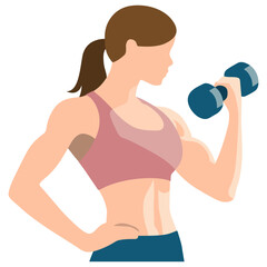 Woman Do Workouts with Dumbbells.