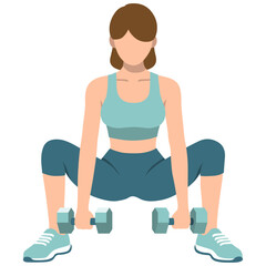 Woman Do Squats with Dumbbell.