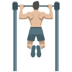 Man Do Pullups Illustration.