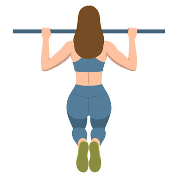 Woman Do Pullups Illustration.