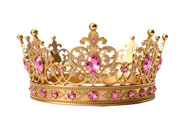 Elegant Golden Crown with Pink Gemstones