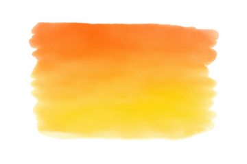 Orange and yellow watercolor paint stroke creating a vibrant color gradient, isolated with transparent background, artistic brush texture