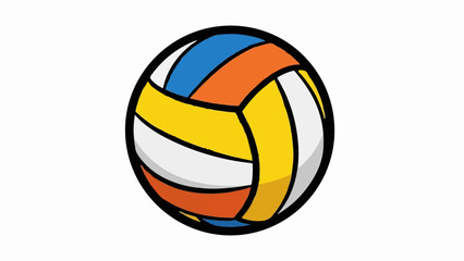 Obraz premium A colorful, round ball with alternating panels of white, yellow, orange, and blue, outlined in thick black
