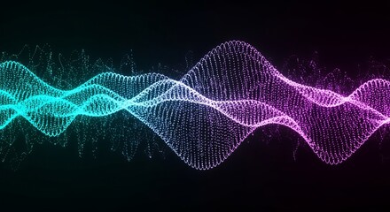Abstract Glowing Particle Waveform - Cyan and Magenta Digital Sound Wave