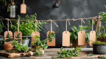 Eco friendly products in a global marketplace  close up of sustainable green labels