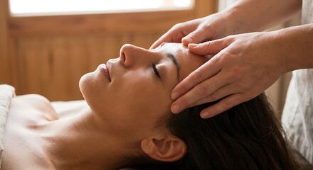 Woman Receiving Facial Massage Therapy Session.