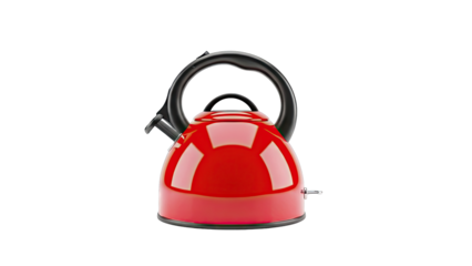 Red Stainless Steel Whistling Kettle with Black Handle