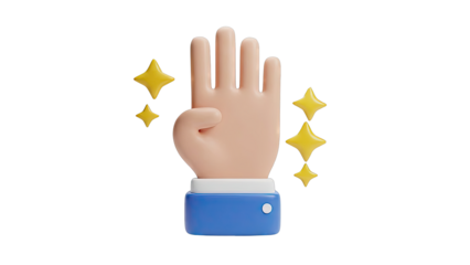 3D Hand Giving a High Five with Stars