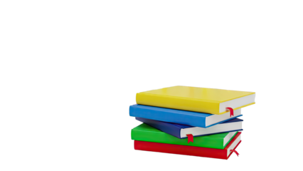 Stack of colorful books with bookmarks