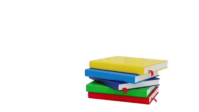 Stack of colorful books with bookmarks - Powered by Adobe