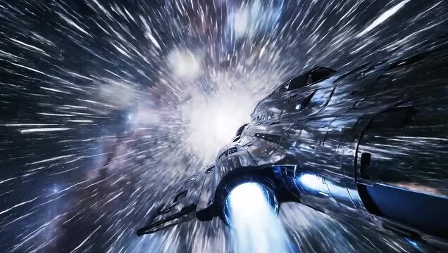 Realistic Warp Speed Space Travel Simulation With Spaceship Accelerating Beyond Light Speed Video