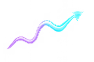 Wavy upward arrow showing growth and progress, representing increasing success, financial development, and business improvement on transparent background