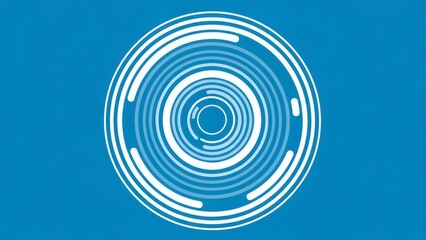 Abstract Circles White Rings on Blue with Minimalist Graphic.
