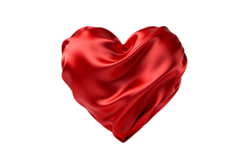 3D Red Satin Heart, Textured Fabric Love Symbol