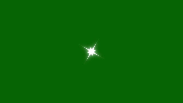 4k Twinkle sparkle stars animation, looping animation twinkling stars shining in the night sky, white cartoon, flat, vector, doodles style star blinking retro vector star on green screen background