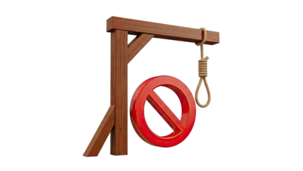 Noose and Prohibition Symbol on Gallows