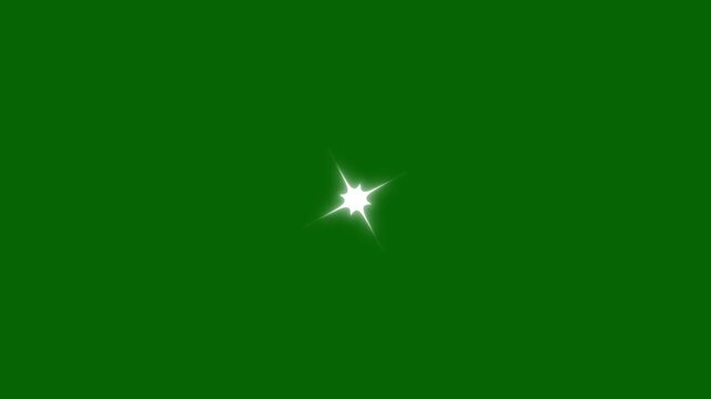 Twinkle star glitter sparkle, white cartoon, flat, vector, doodles style stars blinking retro vector stars and starry night sky, glowing light effect, retro shine movement, flat green screen. 4k