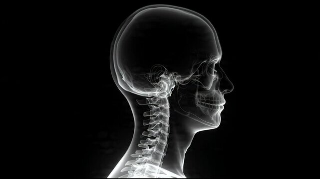 Human Head Skull Cervical Vertebrae Xray Scan Animation