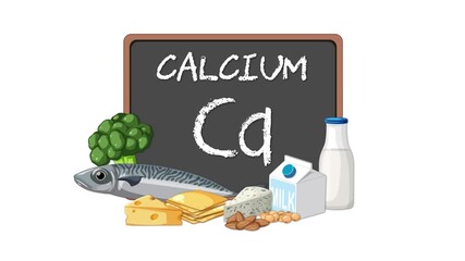 Calcium Sources Animation With Blackboard and Food Items - Powered by Adobe