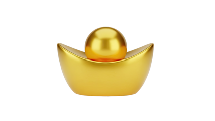 Golden Chinese Yuan Bao and Coin