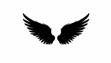 Obraz premium Sleek black angel wings spread wide against a clean white background