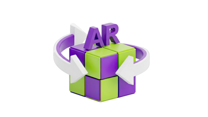 Augmented Reality AR cube with refresh arrows