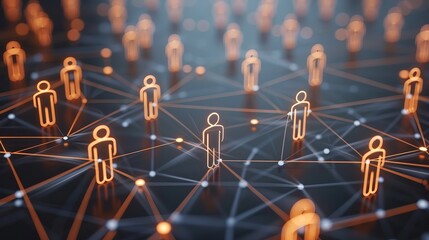 Interconnected global network of people against a background of currency and finance