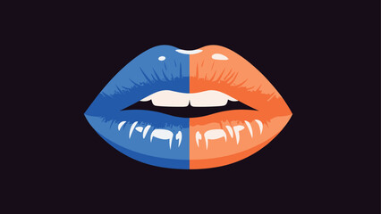 Pop art style lips with vibrant dual tone colors on dark background