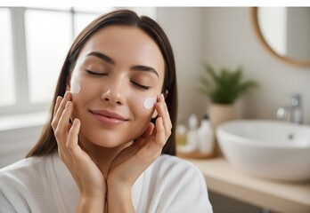 Radiant Skincare Routine &mdash; Woman Applying Moisturizer for Healthy, Glowing Skin