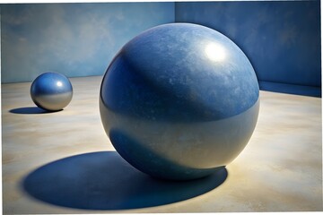 Abstract Blue Sphere Background with Minimalist 3D Geometric Shapes